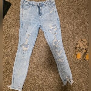 American Eagle  Light Blue Distressed Super High Rise Jegging Sz. 18 Long